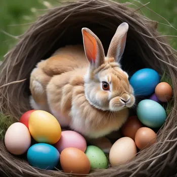 00007-Photo_of_a_ultra_realistic_rabbit_1.5_and_a_ultra_realistic_chicken_1.5_sitting_in_a_nest_full_of_colorful_easter_eggs.In.webp
