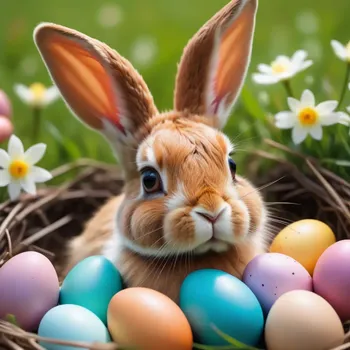 00019-Photo_of_chicken_hare_0.5_with_ears_of_the_bunny_sitting_in_a_nest_full_of_colorful_easter_eggs.In_a_beautiful_spring_pastur.webp