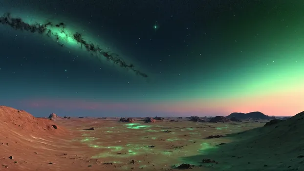 00034-Dry_Landscape_from_a_extrasolar_planet_in_the_evening_after_sunset_with_a_green_1.5_starry_sky_and_some_nebulas.Since_fictio.webp