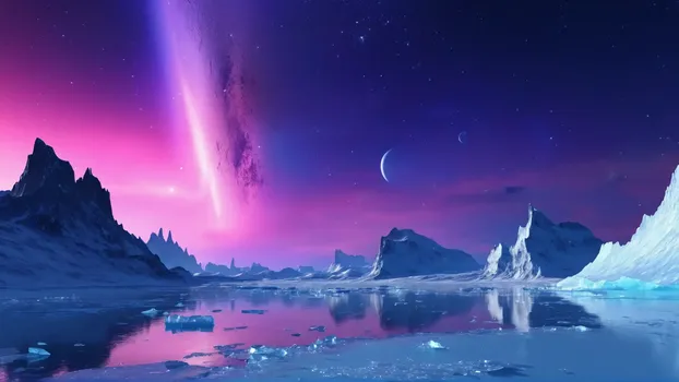 00043-Landscape_from_a_extrasolar_ice_planet_in_the_evening_after_sunset_with_a_starry_sky_nebula_aurora.Since_fiction_scene.webp