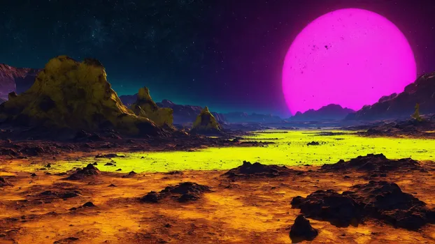 00068_neon_yellow_1.5_a_very_dry_Landscape_from_a_extrasolar_planet.in_the_evening_after_sunset_with_a_starry_sky_nebula_aurora.webp