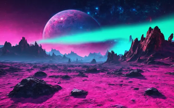 00008-Dry_rocky_mountain_Landscape_from_a_extrasolar_planet_in_the_evening_with_a_vibrant_neon_colors_1.5_starry_sky_nebula_auror.webp