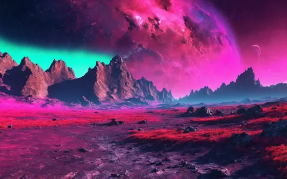 00009-Dry_rocky_mountain_Landscape_from_a_extrasolar_planet_in_the_evening_with_a_vibrant_neon_colors_1.5_starry_sky_nebula_auror.webp