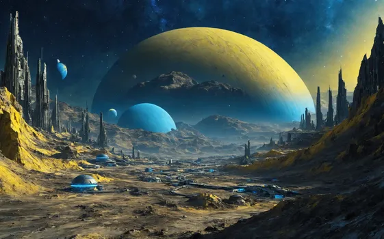 00023-A_futuristic_abandoned_megacity_1.5_in_a_vast_dry_mountainous_landscape_of_Saturn.blue_and_yellow_1.5_starry_sky_nebula.webp