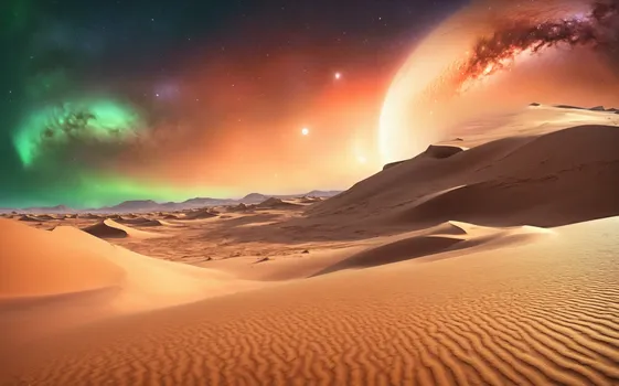 00070-landscape_of_an_extrasolar_sand_and_desert_with_dunes.just_after_sunset_with_a_green_starry_sky.Nebula_and_aurora.masterpiec.webp